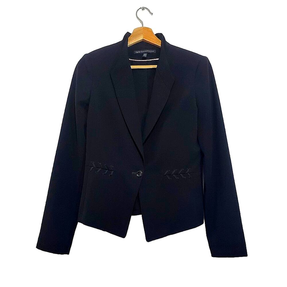 WHBM Sz 2 Stiched Side Single Button Black Blazer Whimsygoth Goth